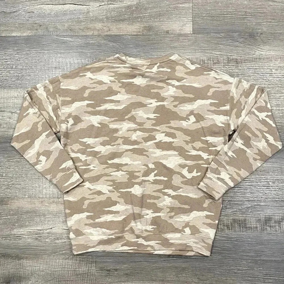 Athleta Sweatshirt Womens Small Relaxed Studio to Street Oatmeal Camo Crewneck - Picture 9 of 9